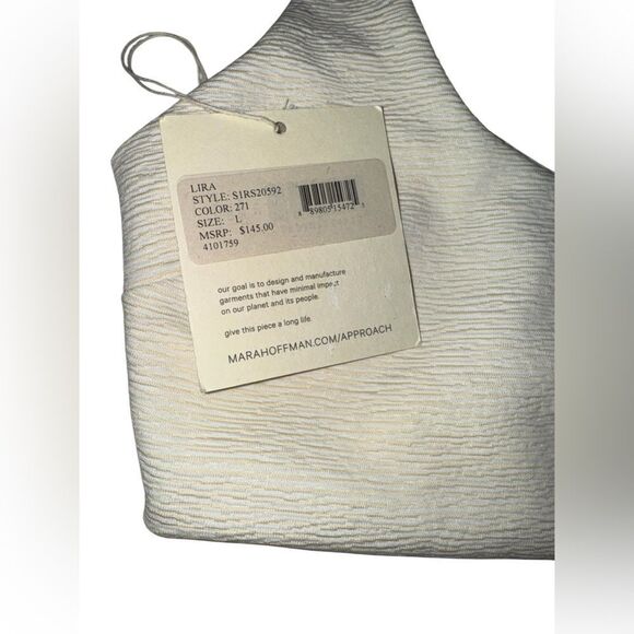 Mara Hoffman NWT Lira Ribbed Bikini Top in Cream Size Large MSRP $145 - Picture 3 of 6